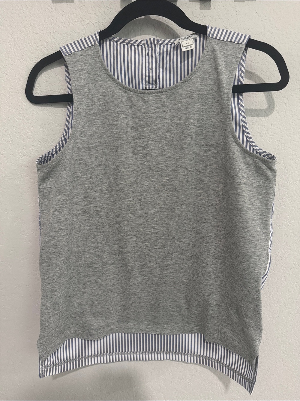 J. Crew Gray Tank with Blue and White Striped Back